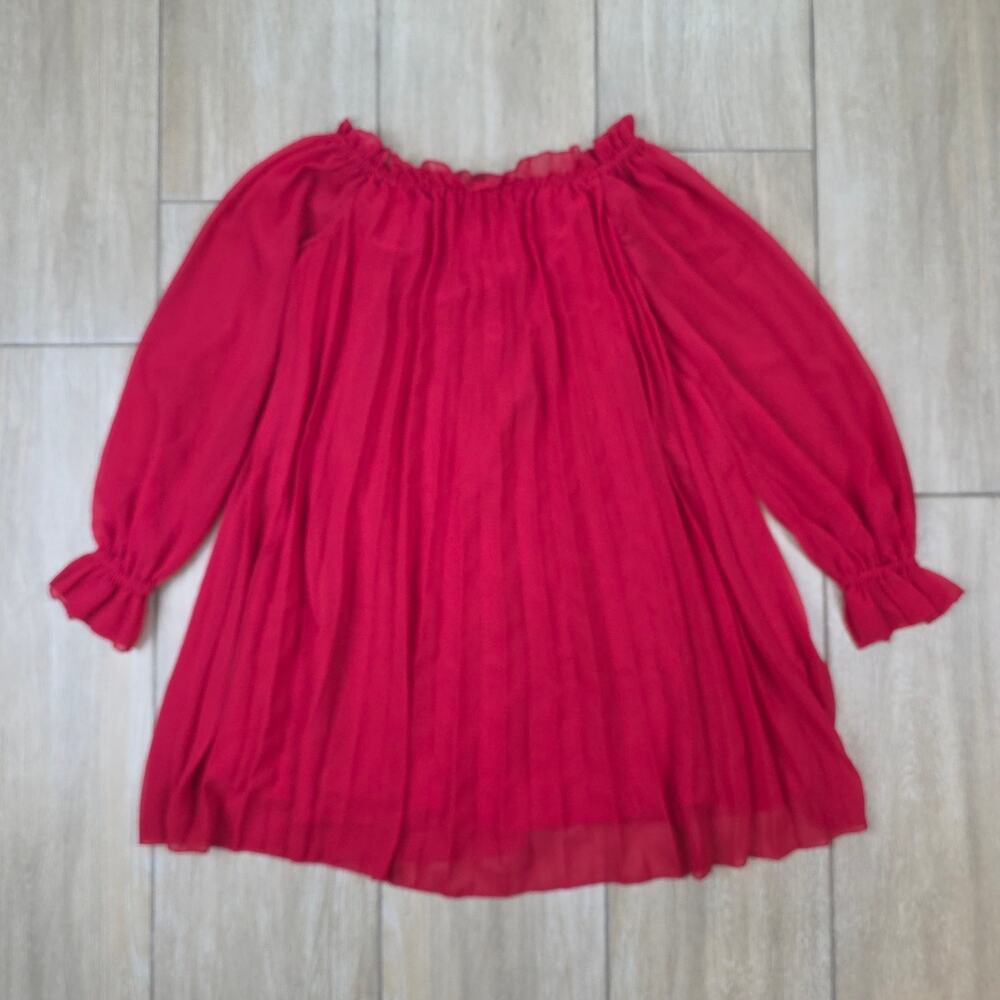 ASOS Red Pleated Off Shoulder Mini Dress Womens US 0 Lined Romantic Party
